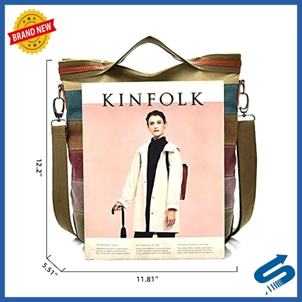 Canvas Hobo Tote Crossbody Bag Large Capacity Casual Purse Adjustable Strap